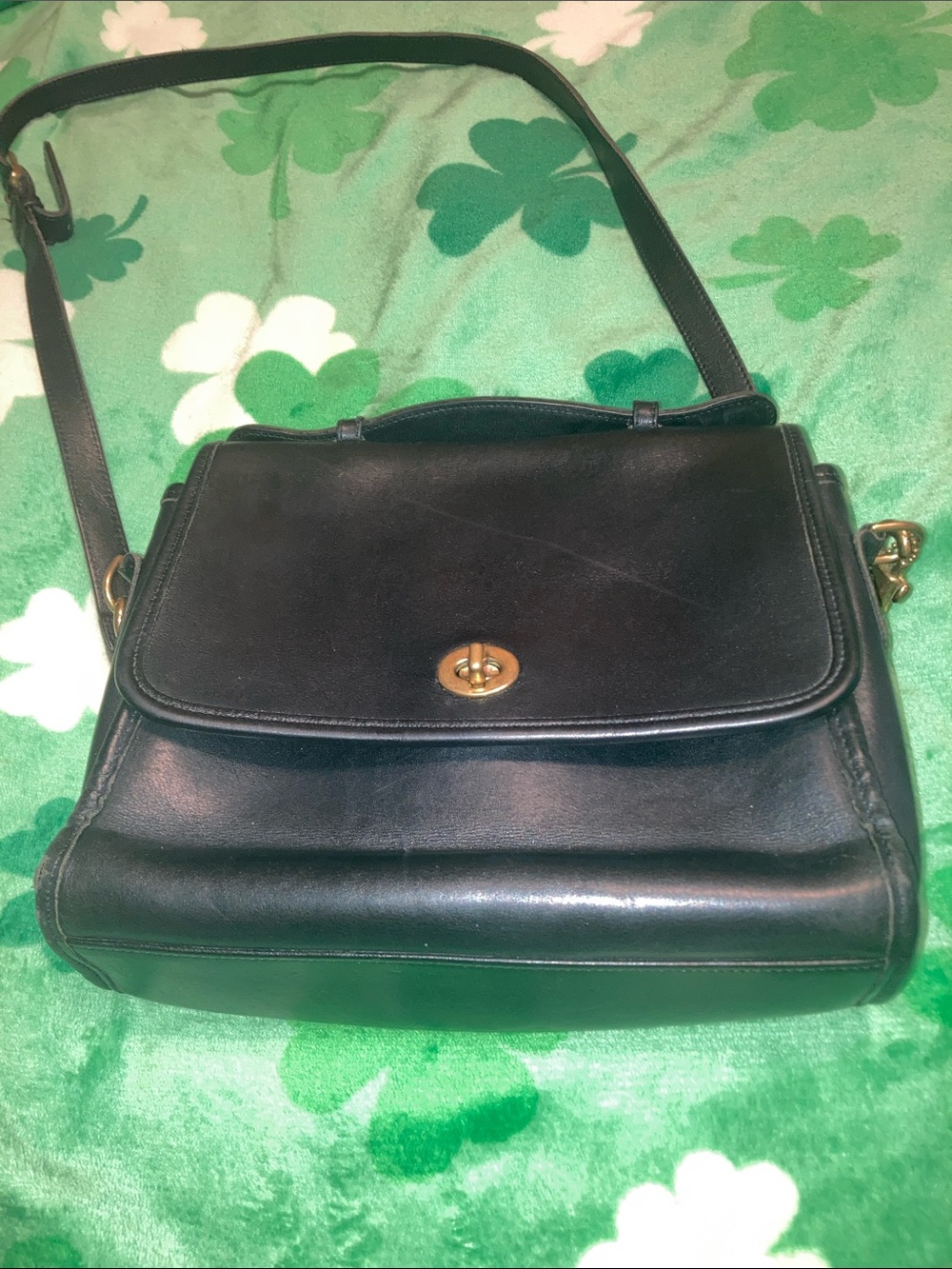 Vintage Coach Classic Black Leather Crossbody‎ Satchel - Timeless Everyday Bag